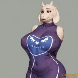 ai_generated animated anthro armwear big_breasts bovid breasts caprine clothing covered_nipples curvaceous curvy_figure dancing dress erect_nipples female furry goat hands_behind_back huge_breasts mammal mature_female simple_background smile solo tagme teasing toriel translucent translucent_clothing undertale video vlrgromns voluptuous wide_hips