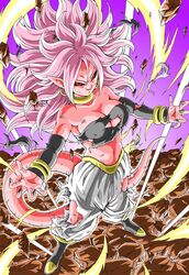 1girls 2010s android_21 black_sclera breasts dark_persona dragon_ball dragon_ball_fighterz female humanoid long_hair majin majin_android_21 monster_girl pink_skin pointy_ears red_eyes tail white_hair youngjijii