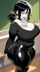 1girls ai_generated ashley_graves astrawaifu big_ass big_breasts big_butt black_hair child_bearing_hips dat_ass goth goth_girl large_breasts light-skinned_female looking_at_viewer mature_female pale-skinned_female pink_eyes the_coffin_of_andy_and_leyley thick_ass thick_thighs