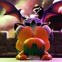 3d 3d_(artwork) blender femboy front_view hotdogging hotdogging_ass kirby_(series) kirby_right_back_at_ya meta_knight ncoughar space_godzilla tuff_(kirby)