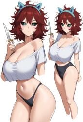 1girls anon black_sclera curvy_figure dagger messy_hair oc original_character panties solo ssktch