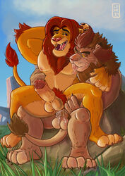 2boys anthro balls cum cum_in_ass cum_inside disney erection fan_character felid fur gay king lion lowemond male male/male male_only mammal nipples pantherine penis royalty sex simba the_lion_king tongue yaoi