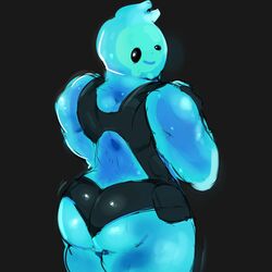 1boy anthro ass big_ass clothing fortnite goo_creature male male_only partially_clothed rebouwu rippley slime slurp_(fortnite) smile solo tagme video_games