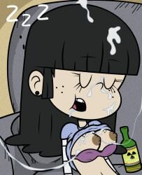 1girls black_hair breasts breasts_out female female_focus female_only maggie_(the_loud_house) nickelodeon semen semen_in_mouth semen_on_body semen_on_face shawnlabomb sleeping