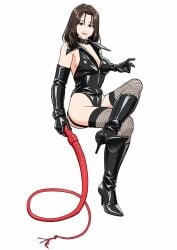 1female 1girls adult adult_female asian asian_female asian_girl black_boots boot_fetish boots choker clothes dominant dominant_female dominatrix elbow_gloves enkaboots female female_focus female_only femdom fishnet_legwear fishnet_pantyhose fishnet_stockings fishnet_thighhighs fishnets gloves high_heel_boots high_heels knee_boots kneehigh_boots leather leather_boots leather_clothing leather_gloves leotard long_legs looking_at_viewer original original_character original_characters smiling smiling_at_viewer tall_boots teasing whip