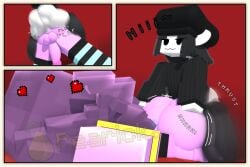 2boys 2femboys :3 baws_(artist) black_hair black_hat femboy femboy_on_femboy gay ghost huge_ass jewelry long_socks looking_at_viewer mine-imator minecraft neil_(pearickmc) pearickmc pink_skin small_dom_big_sub white_skin