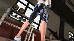 3d 3d_(artwork) animated ass bare_calves blonde_hair bubble_butt butt calves cassie_cage dat_ass female female_focus female_only fingerless_gloves gym hourglass_figure loop mortal_kombat mortal_kombat_x no_sound quilsfm shiny_skin skin_tight sneakers solo source_filmmaker sport sports_bra sportswear squatting standing sweat tagme video wide_hips