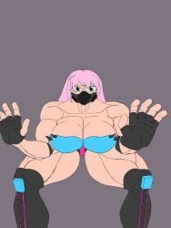 big_breasts cubism2 human lustrious_(musclespirit) mask masked masked_female muscular muscular_arms muscular_female muscular_thighs original original_art original_artwork pink_hair wrestler wrestler_costume wrestling wrestling_mask wrestling_outfit