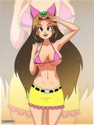 1girls bikini_top bikini_top_only breasts earrings female female_only female_solo green_eyes layerth long_hair pink_bikini_top sara_(sonic) sega seira_(sonic) solo solo_female solo_only sonic_(series) sonic_ova sonic_the_hedgehog_(ova)