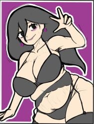 1girls alternate_body_type armpit_hair belly big_breasts bra breasts female hex_maniac_(z-a) mature_female panties plump pokemon pokemon_legends:_z-a pubic_hair stockings thighs