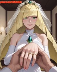 1girls ai_generated artifical_art big_breasts blonde_hair bride green_eyes light-skinned_female light_skin long_hair long_hair_female lusamine_(pokemon) mature_female milf mommy mother nintendo perfect_body pokemon very_long_hair