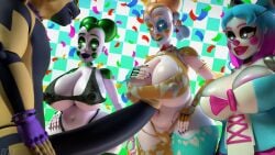 3_girls 3d animatronic ballora ballora_(fnafsl) bellathefella big_breasts big_penis clothing curvy_female fat_ass five_nights_at_freddy's glamrock_ballora huge_breasts machine robot_girl robot_humanoid scottgames tagme underwear