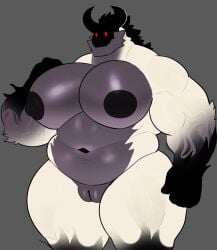 anthro bara bara_tiddies bara_tits barazoku big_pecs cuntboy cuntboy_only demon furry horns intersex male_only milkblend muscles muscular muscular_cuntboy nude pecs pussy solo solo_male