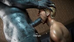 big_penis blowjob cum_in_mouth dead_by_daylight dripping_cum felix_richter gay male_only monster monster_on_male the_oni_(dbd)