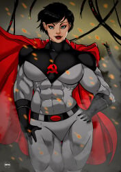 abs biceps breasts cape female muscles muscular muscular_arms muscular_female muscular_legs muscular_thighs soviet_superwoman