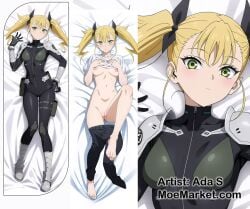 1girls blonde_hair bodysuit dakimakura dakimakura_design full_body kaiju_no.8 kikoru_shinomiya looking looking_at_viewer solo twintails