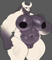 anthro bara bara_tiddies bara_tits barazoku beard big_pecs cuntboy cuntboy_only demon facial_hair furry horns intersex male_only milkblend muscles muscular muscular_cuntboy nude pecs pussy solo solo_male