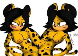 cheetah clone clonecest completely_nude completely_nude_female iris_the_cheetah scissoring selfcest sonic_(series) sonic_oc yuri