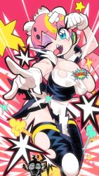 blue_eyes blush boomina boomina_the_maidroid breasts cleavage droid gashi-gashi gloves maid maid_uniform pink_hair sharp_teeth stockings tagme tight_clothing tongue tongue_out torn_clothes uejini