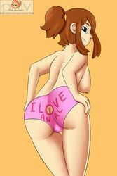 1girls a_hat_in_time aged_up anal anal_access anal_only anal_only_panties anus anus_cutout backless_panties breasts brown_hair cutout female female_only filler_shmazman hat_adult hat_kid hole_spelling i_love_anal looking_back mostly_nude nipples older panties presenting presenting_anus presenting_hindquarters simple_background topless