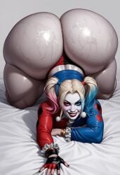 ai_generated ass ass_bigger_than_head ass_bigger_than_torso ass_up bent_over big_ass black_hair dc dc_comics fat_ass gigantic_ass grin harley_quinn harley_quinn_(series) hyper_ass large_ass narrow_waist niduscharger pawg smiling_at_viewer solo villainess wide_ass wide_hips