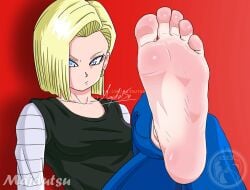 android_18 dragon_ball feet feet_focus feet_up foot_fetish majdutsu soles