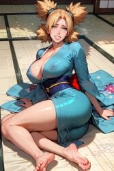 ai_generated areolae arm_support ass barefoot blonde_hair blush boruto:_naruto_next_generations breasts cleavage collarbone feet female foot_focus futon green_eyes japanese_clothes kimono looking_at_viewer mature_female medium_breasts medium_hair milf naruto naruto:_the_last naruto_(series) naruto_shippuden naughtygirlsai obi parted_lips quad_tails sash short_hair short_twintails sitting sliding_doors smile soles solo tatami temari thighs toe_scrunch toenail_polish toenails toes twintails yokozuwari