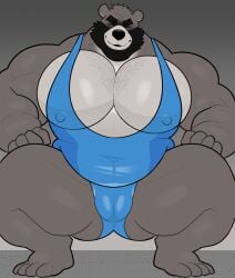 anthro bara bara_tiddies bara_tits barazoku bear beard big_pecs cuntboy cuntboy_only facial_hair furry gruff_(milkblend) male male_only milkblend muscles muscular muscular_cuntboy pecs pussy singlet solo solo_male spread_legs squatting ursid ursine