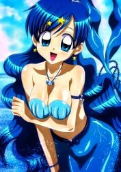 1girls ankoku_tiger big_breasts big_eyes blue_eyes blue_hair blue_tail bra breasts busty earrings edit edited_image female female_focus female_only hanon_hosho large_boobs large_breasts large_tits light-skinned_female light_skin long_hair mermaid mermaid_melody_pichi_pichi_pitch mermaid_tail monster necklace neckline princess seductive seductive_pose shell_bikini solo_female star_earrings tail