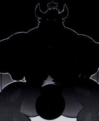 anthro balls bara barazoku big_bulge big_pecs bovid bovine bulge bull flaccid furry horns male male_only milkblend muscles muscular pecs penis sitting solo solo_male