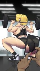 amphibia amphibia_(finale) amphibia_(series) ass disney disney_channel gym lifting_weights muscular_female sasha_waybright spicyf4u sportswear squatting tagme working_out