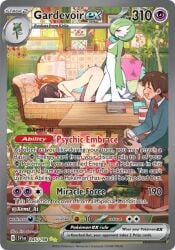 1boy 1futa 1girls ai_generated blush cheating cucked_by_futa cuckold futa_on_female futadom gardevoir naked_female nintendo official_art penetration pokemon pokemon_card sex_on_couch text watching_sex watermark xemi_ai