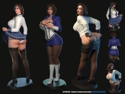 3d bioshock bioshock_infinite black_hair brown_hair busty elizabeth_comstock female female_focus female_only full_body hourglass_figure tagme texelion wide_hips