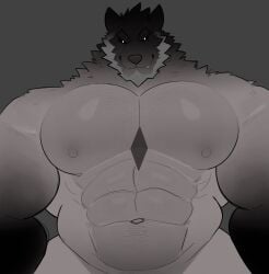 anthro bara barazoku big_pecs canine furry grave_(milkblend) looking_at_viewer male male_only milkblend muscles muscular nude pecs solo solo_male wolf