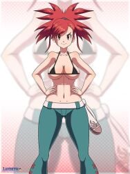 1girls bikini_top bikini_top_only breasts female female_only female_solo flannery_(pokemon) game_freak jeans layerth nintendo pants pokemon_rse solo solo_female solo_only