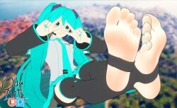 1girl 5_toes barefoot blue_hair epic_games female female_focus female_only foot_fetish foot_focus fortnite fortnite:_battle_royale hatsune_miku looking_at_viewer oda_arts presenting_feet soles soles_female soles_fetish solo solo_female solo_focus stirrup_legwear toes voiceroid white_skin