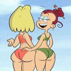 2girls agnes_johnson ass bikini blonde_hair dat_ass duo female female_only looking_back milf multiple_females multiple_girls rita_loud scobionicle99 straight_hair the_loud_house