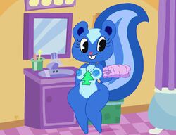 1girls bathroom blue_fur female female_only furry happy_tree_friends lilli_villa naked nude nude_female petunia petunia_(htf) shower skunk solo