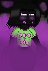 black blood blush drool enderman enderwoman green_shirt minecraft mist no_pants pink_eyes purple saliva sharp_fingernails shirt short_shirt terebision the_end_(minecraft)