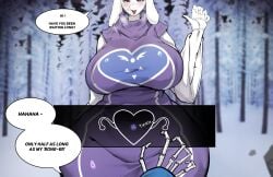 1girls absurd_res anthro big_ass big_breasts blue_eyes blush boss_monster bovid breasts caprine cheating curvy dialogue dress english_text female female_focus forest fur heart hi_res hourglass_figure huge_ass huge_breasts kantan large_breasts mammal mature_female milf monster_girl ovum sans skeleton smile snow soul_(undertale) speech_bubble text thick_thighs toriel tree undertale undertale_(series) voluptuous white_body white_fur wide_hips womb