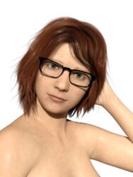 1futa 3d acne amelia_(artist) amicalira_(artist) chubby dickgirl futa_only futanari glasses green_eyes hand_on_head intersex looking_at_viewer nude olivia_(amelia) original red_hair short_hair solo teenager