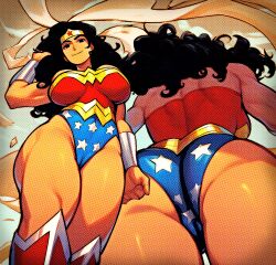 ai_generated buff buff_female cappeseller dc_comics femdom low-angle_view low_angle muscular muscular_female skimpy solo superhero superheroine warner_brothers wonder_woman wonder_woman_(series)