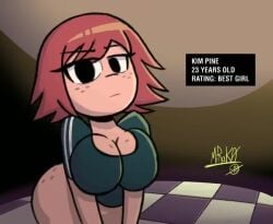 1girls animated ass black_eyes bouncing_breasts female freckles freckles_on_ass freckles_on_breasts freckles_on_face kim_pine mirako no_sound partially_clothed red_hair scott_pilgrim shirt short_hair solo solo_female video