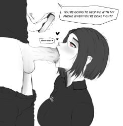 1boy 1girls artist_request clothed clothes fellatio female male samsung samsung_sam