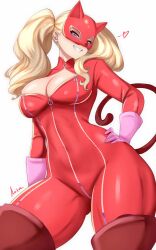 1girls anisdrawn ann_takamaki atlus big_breasts blonde_hair blue_eyes bodysuit breasts cleavage clothing female female_only huge_breasts human large_breasts light-skinned_female light_skin long_hair mask megami_tensei pale_skin persona persona_5 phantom_thief_suit red_bodysuit slim_waist thick_thighs twintails wide_hips