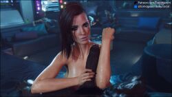 1boy 1girls 3d big_penis comparing_penis cyberpunk_2077 dark-skinned_male dark_skin female forearm_cock huge_cock interracial light-skinned_female light_skin looking_at_viewer male male_pov pov straight tomoganim uncut v_(cyberpunk_2077) valerie_(cyberpunk_2077)