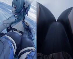 big_ass big_butt clothed eula_(genshin_impact) genshin_impact giantess island macro mega_giantess pussy sonicbeastact02 tagme