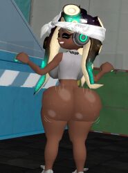 big_ass_(female) big_ass_cheeks big_booty big_butt_(female) bottomless_female bubble_butt_(female) dark-skinned_female kaibernation marina_(splatoon) oiled_ass shaking_ass splatoon twerking