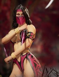 black_hair empress female female_focus female_human female_only female_solo haviksluz holding_weapons mileena mortal_kombat mortal_kombat_1_(2023) netherrealm_studios solo solo_female solo_focus veil