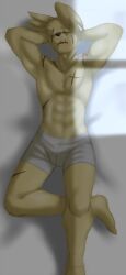 abs anthro anthro_only closed_eyes five_nights_at_freddy's laying_on_bed male_only muscular scars solo solo_male springtrap springtrap_(fnaf) sunlight_rays underwear unknown_artist